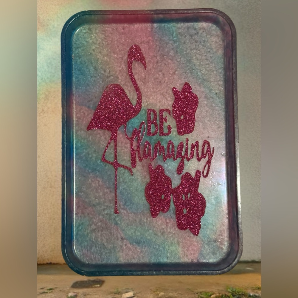 Pink Glitter Be Flamazing Jewelry Tray‎